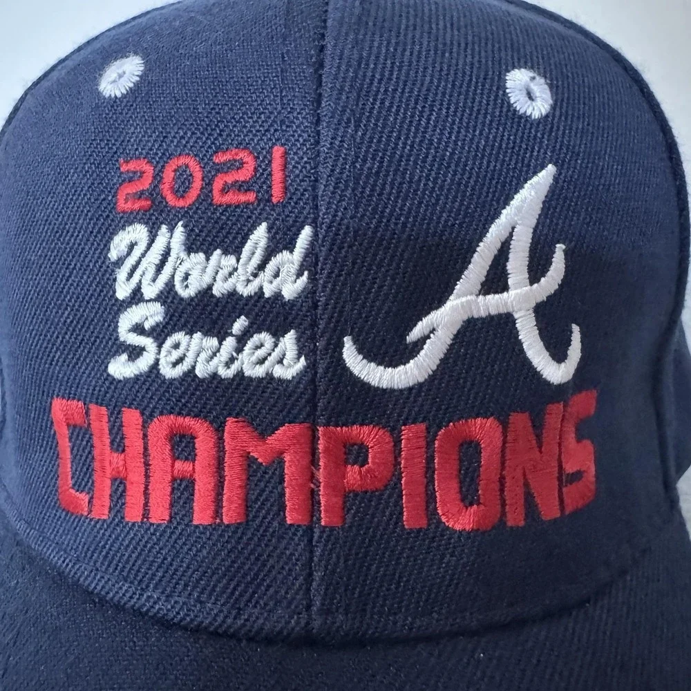 Atlanta Braves Hat Strap Back Mens One Size Blue MLB 2021 World Series Champions